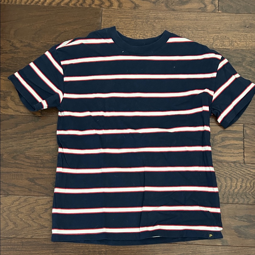 Piombo Navy and White Striped Men's Shirt